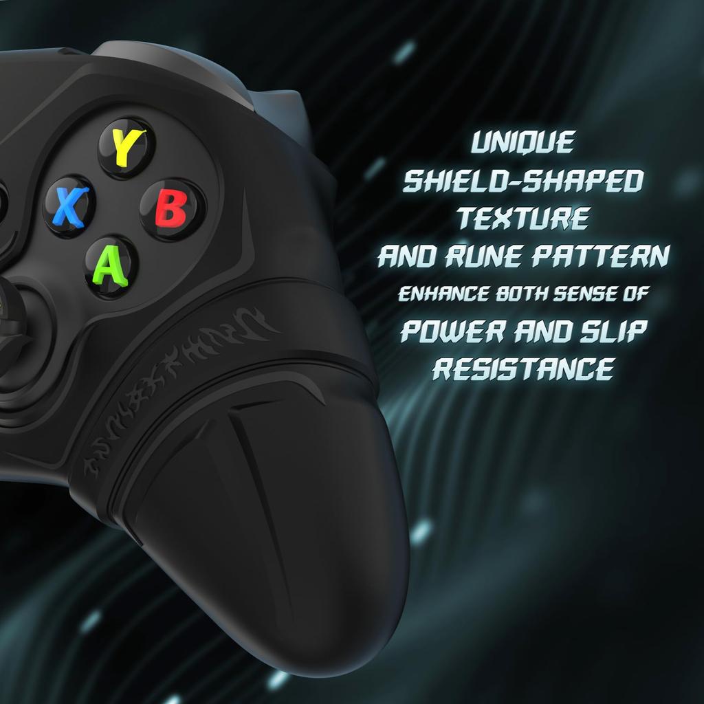 PlayVital Silicone Controller Cover for Xbox Series with Thumb Caps Stickers Grip Shock Absorbing Runes Edition X/S & – Non-Slip Skin, – (Black)