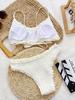 Women's Swimsuit Solid Color Back Strap Sexy High Waist Bikini Suit Beachwear Bathing Suits