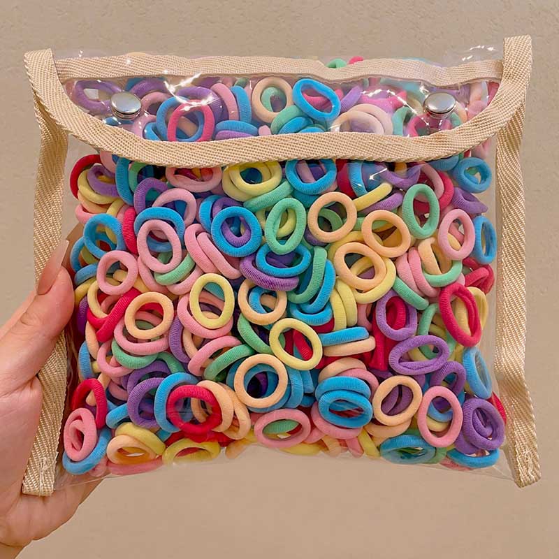 50/100/200PCS Colorful Basic Nylon Ealstic Hair Ties for Girls Ponytail Hold Scrunchie Rubber Band Kids Basic Hair Accessories
