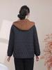 2025 Autumn/Winter Women's Diamond Pattern Hooded Cotton Coat - Warm Color Block Jacket for Middle-aged and Elderly Mothers