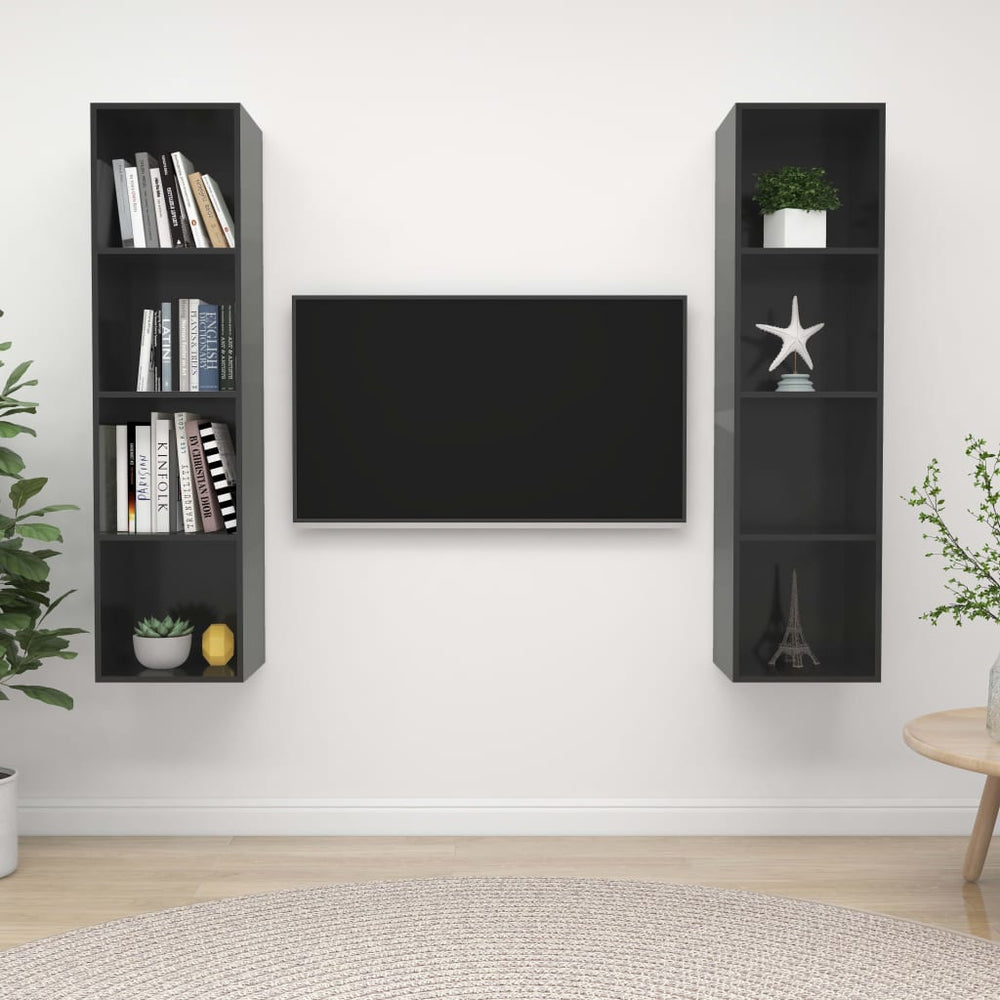 Meubles TV muraux 2 pcs  brillant Bois d'ingénierie