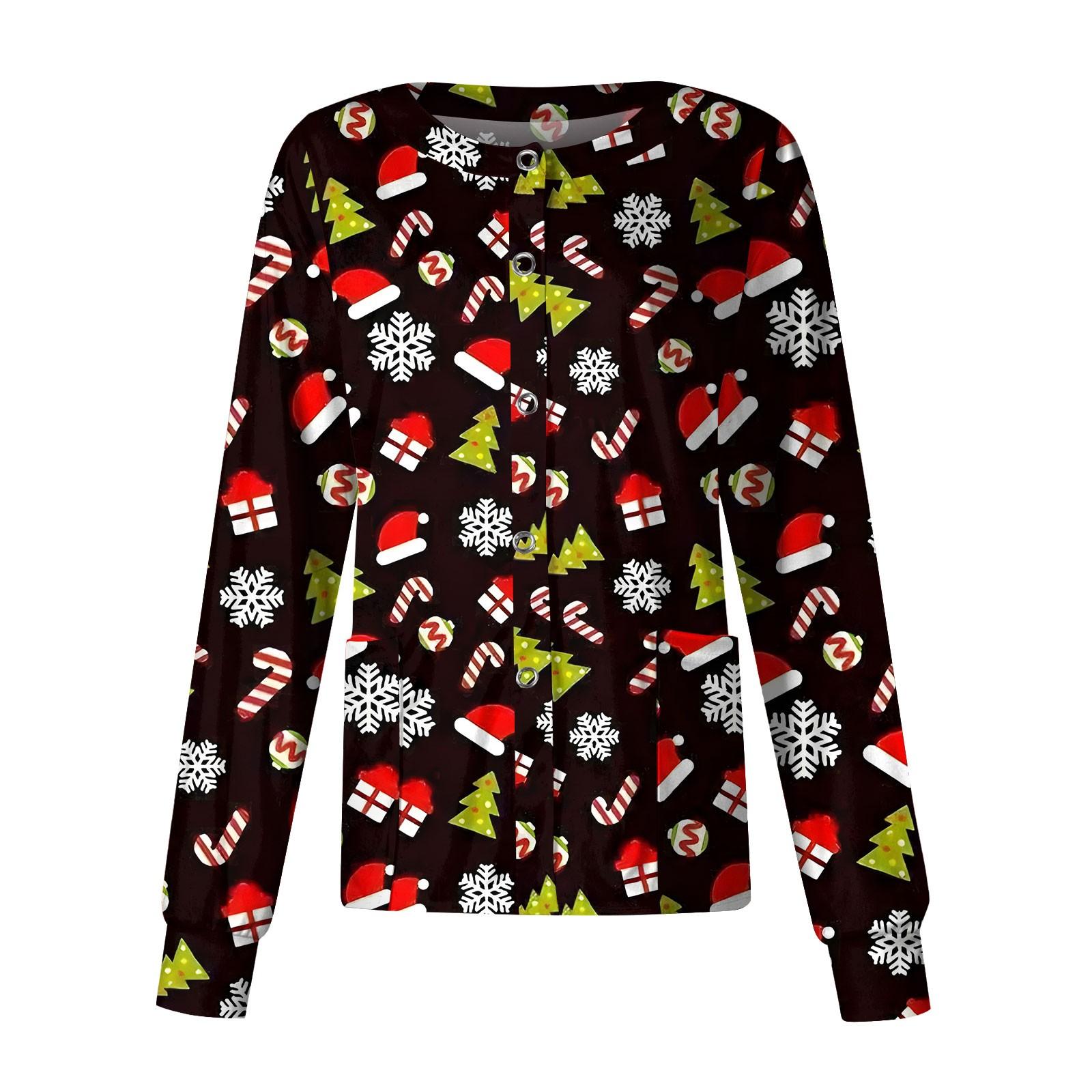 

Женская повседневная модная однобортная куртка с длинным рукавом и стоячими лацканами с рождественским принтом, защитная рабочая куртка M красный