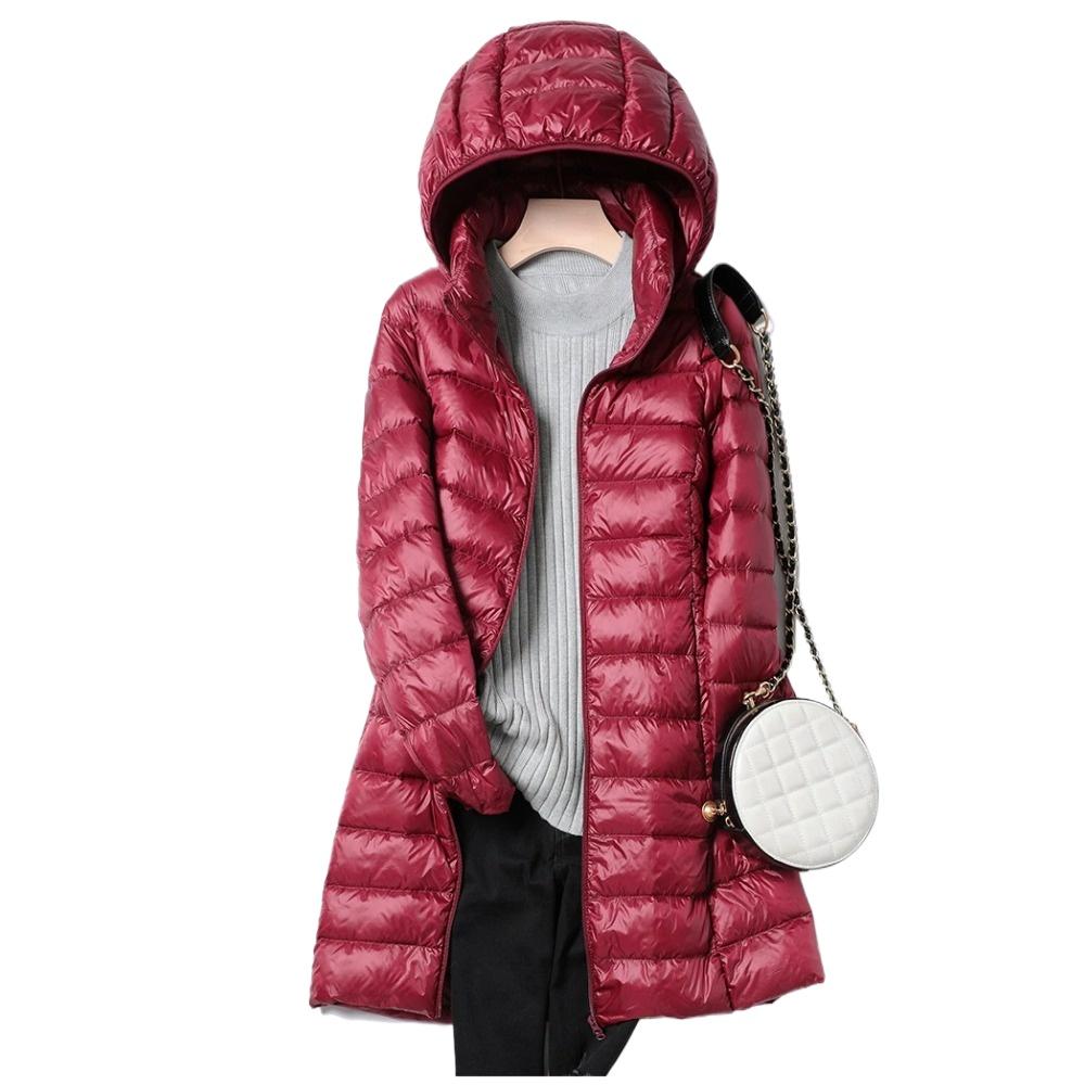 OFTBUY Slim Remove Hooded Parka Fashionable Outerwear 2023 Winter Womens Down Jackets Long Light Thin Coat Puffer Jacket