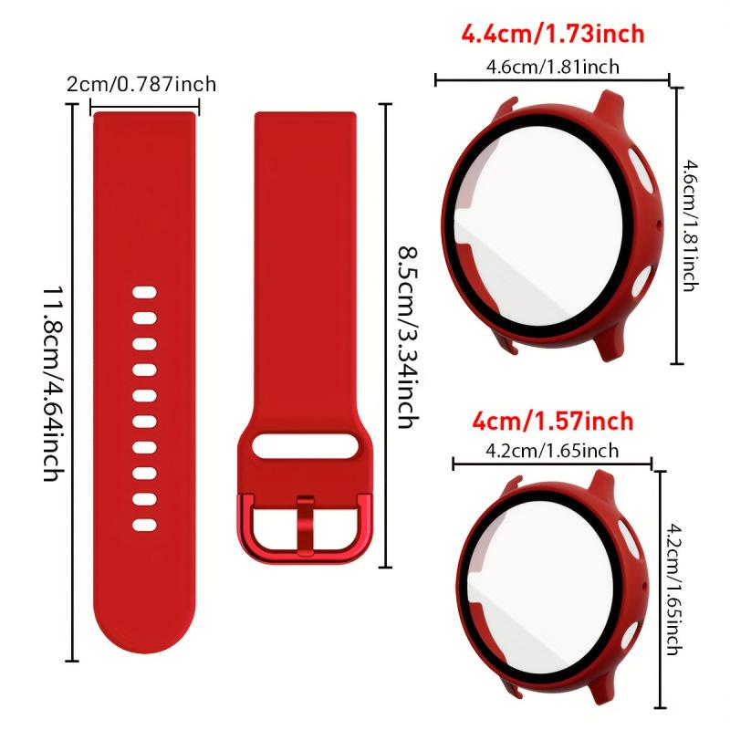 Silicone Protective Case and Strap Set for Samsung Watch Active 2 | Compatible with 40mm/44mm Models 20mm Strap