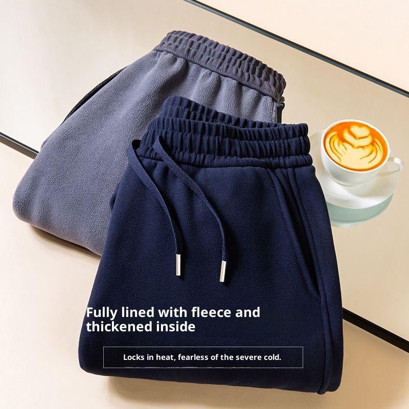 Winter Men'S Fleece-Lined Thickened Sweatpants Windproof Pants Warm Cotton Pants Casual Pants Sports Pants Men'S Pants