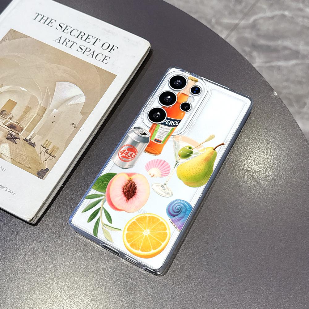Drinks and Fruits Illustration Case for Samsung Galaxy S26 S25 S24 S23 S22 S21 S20 FE Plus Soft TPU Slim Fit Shockproof Cover