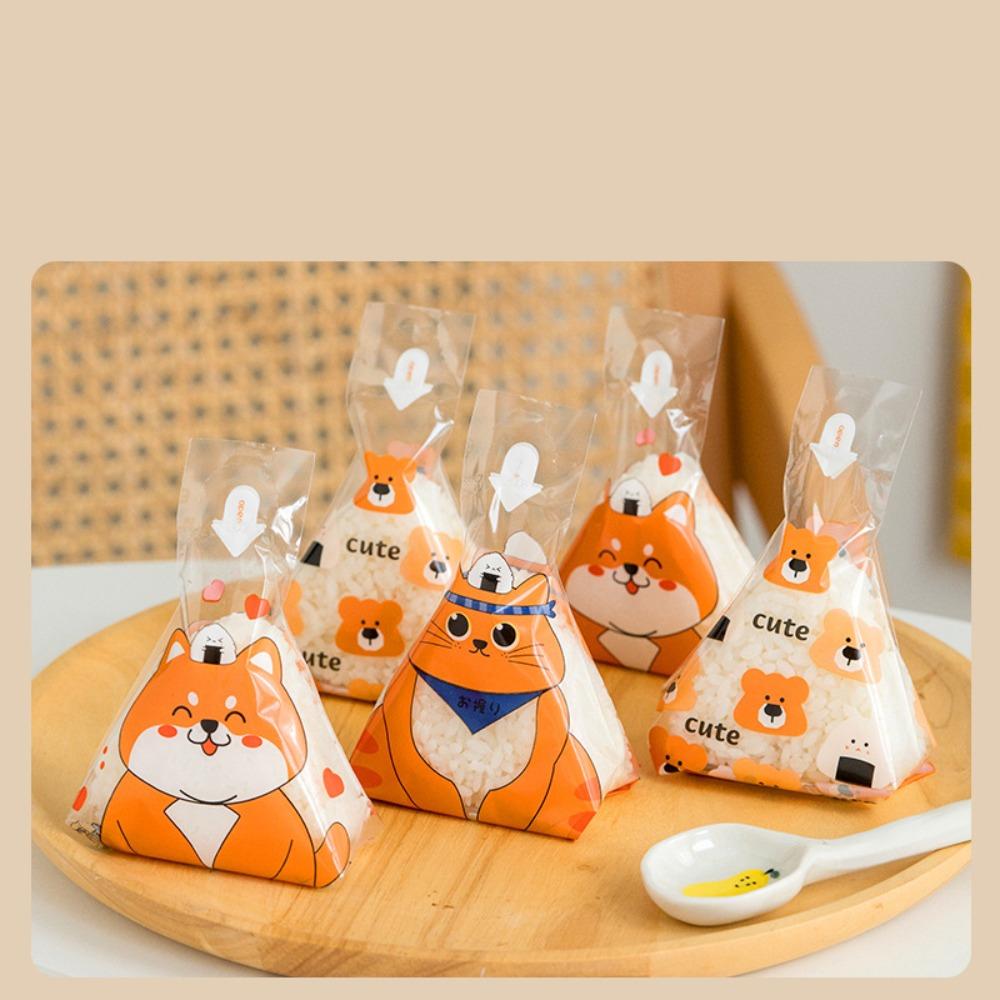 Transparent Rice Ball Packing Bag Disposable Triangle Bag Rice Ball Wrapper  Food Packaging