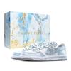 Dunk Crushed Ice Blue Pudding Doppelte Schnürsenkel Abriebfest Niedrige Skateboard-Schuhe Herren Weiß Grau Blau 355152-106(Team920-BOX)