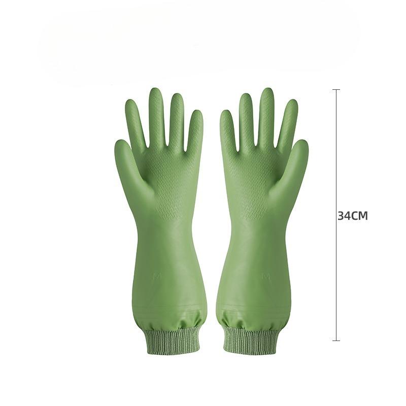 Fleece Gloves, Household Dishwashing Gloves, Kitchen Thickened Waterproof Dishwashing Gloves, One-piece Fleece Anti-slip Laundry Gloves