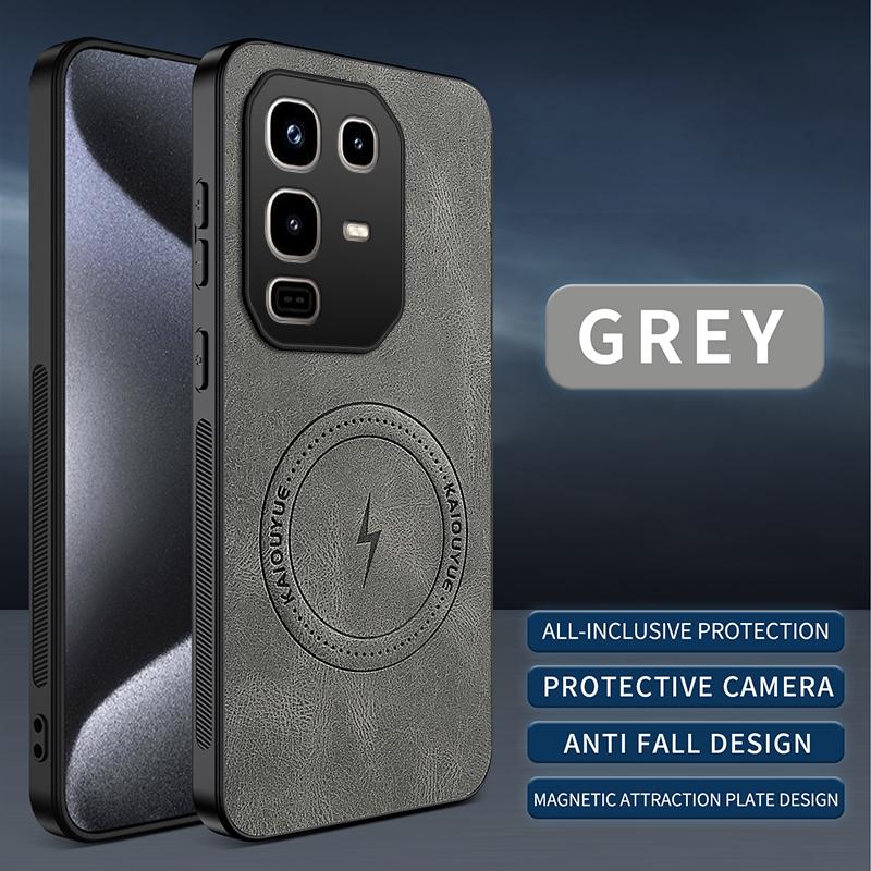 Magnetic Case For Infinix Note 50 Pro Plus Note50 4G 5G MagSafe Napa-textured PU Silicone Leather Back Cover Shockproof Bumper