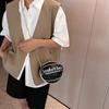 Personality Graffiti Round Ball Bag For Women  PU Leather Crossbody Acrylic Chain Handbags and Purses Female Basketball Bag