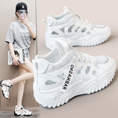 307 Nieuwe Lente en Zomer Populaire Uitgesneden Papa Schoenen Koreaanse Stijl Trendy Dames Schoenen Dikke Zool Verhoogd door Ademende Schoenen