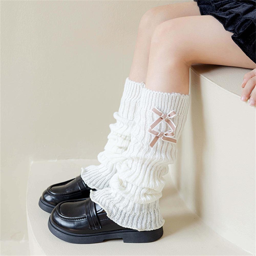 Soft Cotton Long Stockings Solid Color Pile Sock Sweet Knitted Socks  3-12 Year Children