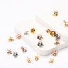 30 Stück Goldfarbene Edelstahl-Schraubösen-Pins Ösen Oberseitig gebohrte Perlen Endkappen Anhänger Charms Verbinder für DIY Schmuckherstellung