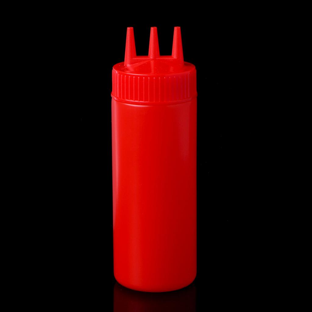 3 Hole Squeeze Bottle Condiment Dispenser Sauce Vinegar Oil Ketchup Cruet Bin
