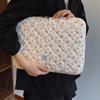 Cute Quilted Laptop Sleeve Bag Soft Fluffy Padded Computer Storage Bag Floral Print Laptop Sleeve Protection Case Computer Bag