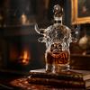 Bauernhaus Stil Glas Vitrinenflasche Schottische Hochlandkuh Whiskey Karaffe, Einzigartiger Kopf Spirituosen für Nachfüllbarer Behälter Hausbar, 350ml Rustikale Aufbewahrung