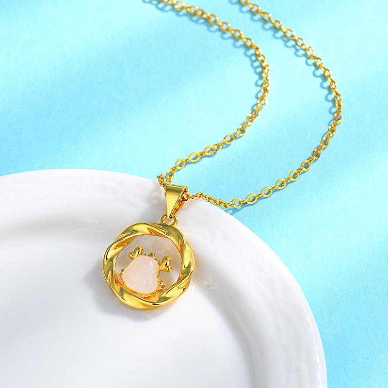 

Ожерелье Happy Star с изображением цветной капусты и нефрита в виде дракона, праздничный подарок для девушки, подвеска в виде кролика, цепочка на ключицу