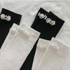 Simple Pearl Knee High Socks Cotton Calf Socks Sweet Knee High Stockings Lolitas Princess Socks for Womens Girls Gifts