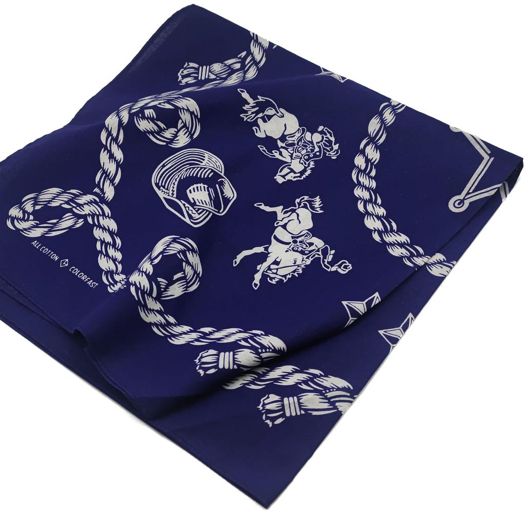 Trifong Bandana Navy Cotton 100% Adult Handkerchief Stylish Unisex Bullfighting Pattern 55cm x 55cm