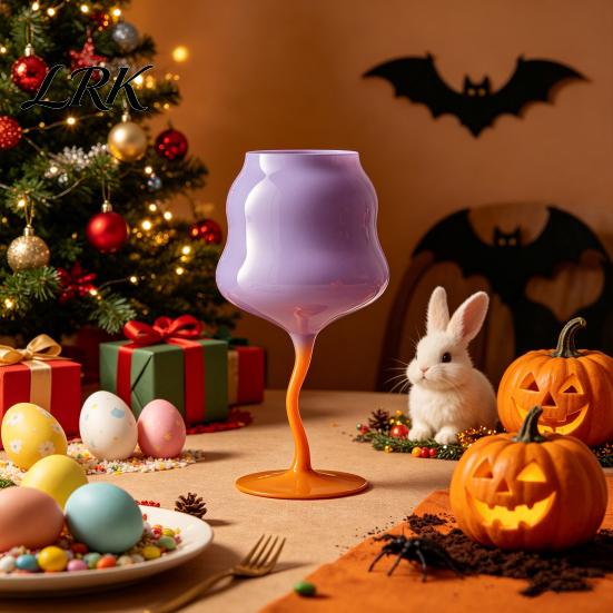 Bright Macaron Color Cup Glass Goblet, Wave Cup, Creative Decorative Cocktail Glassware, Photo-friendly Novelty Bar Goblet Tool for Wine Cocktails