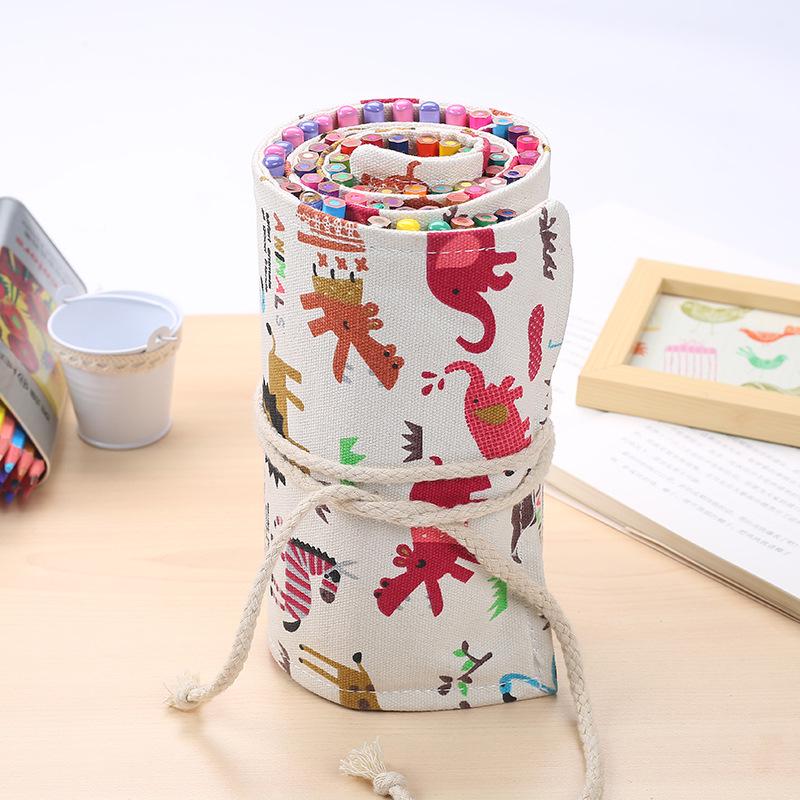 Handmade Canvas Pencil Roll - Large Capacity (36/48/72 Slots) for Colored Pencils, Sketching & Stationery