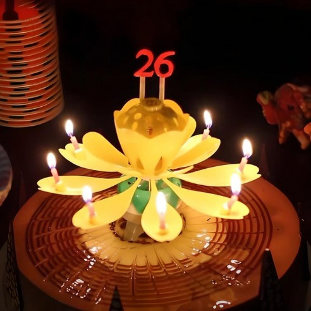 STOLIVING Birthday Lotus Melody Candle with Number Toppers 19-Piece Party Set