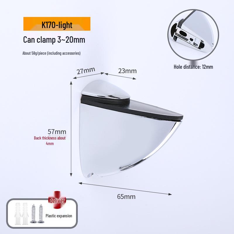 Zinc Alloy F-Shaped Glass Clip: Bathroom/Kitchen Shelf Support Bracket