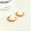 Manufacturer'S Supply Niche Design Color Zircon C-Shaped Earrings Advanced Sense Geometric Earrings Women'S Earrings Spot