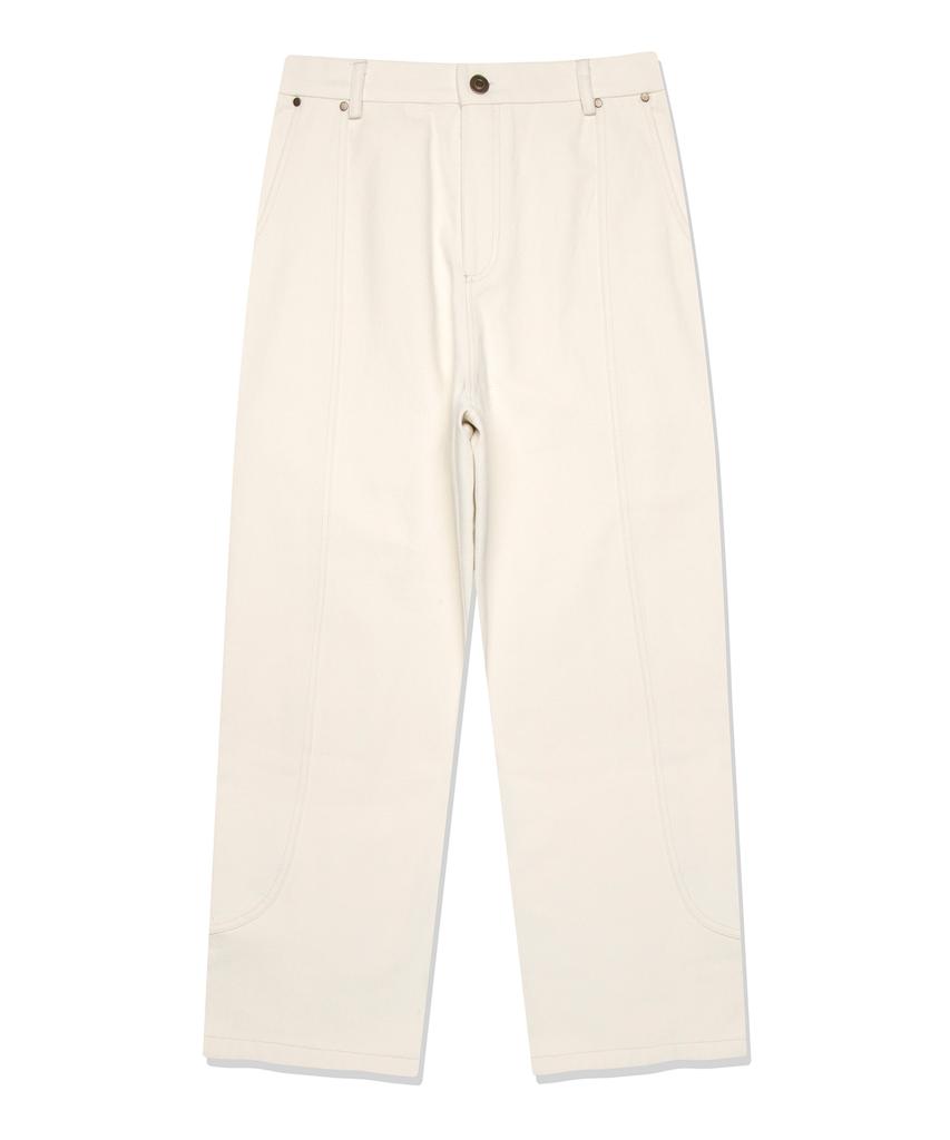 FALLETT Peach Cotton Curved Pants Ivory