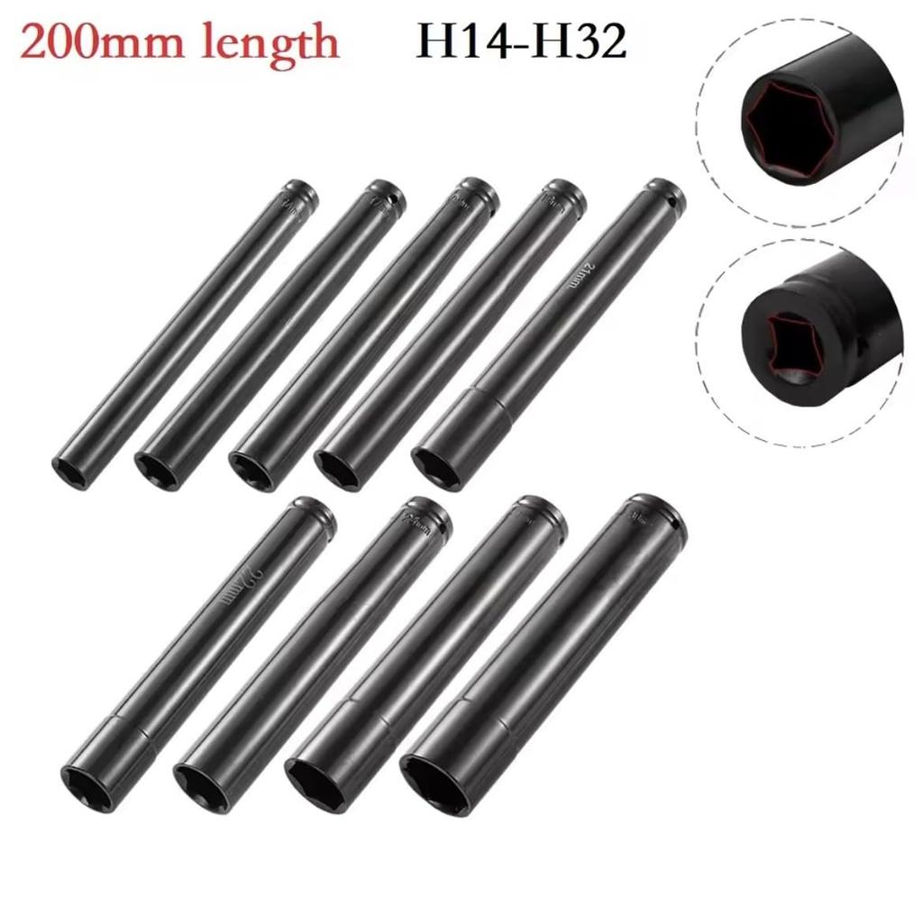 COSMOSFACTORY Long Deep Overall Length Impact Wrench Lightweight Ceiling Extra Long Socket, 27mm, 200mm, 1/2" Drive, 12.7mm, Compatible, Socket, (27)