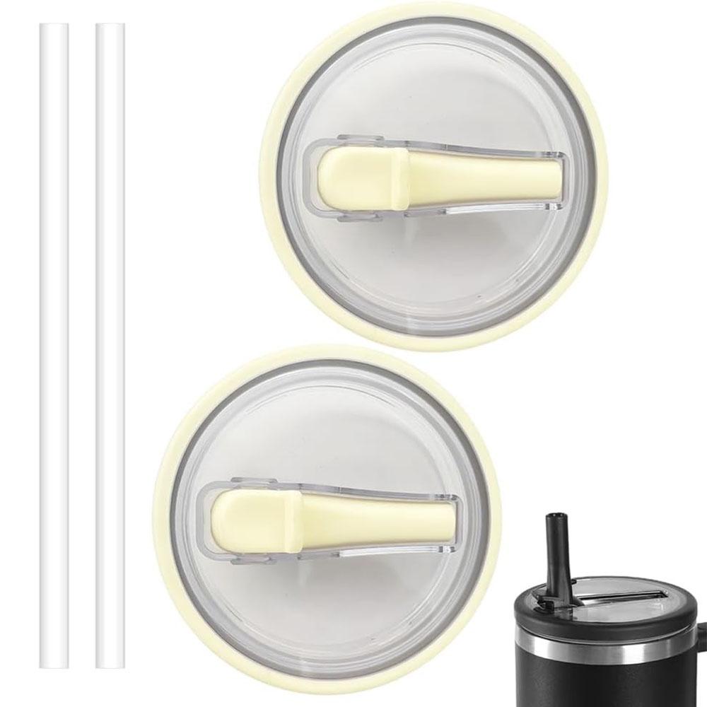 2pc 40oz New Threaded Suction Nozzle Cup Cover Roller Straw Replacement Cup Cover Splash Proof Cover Available In Multiple Colors