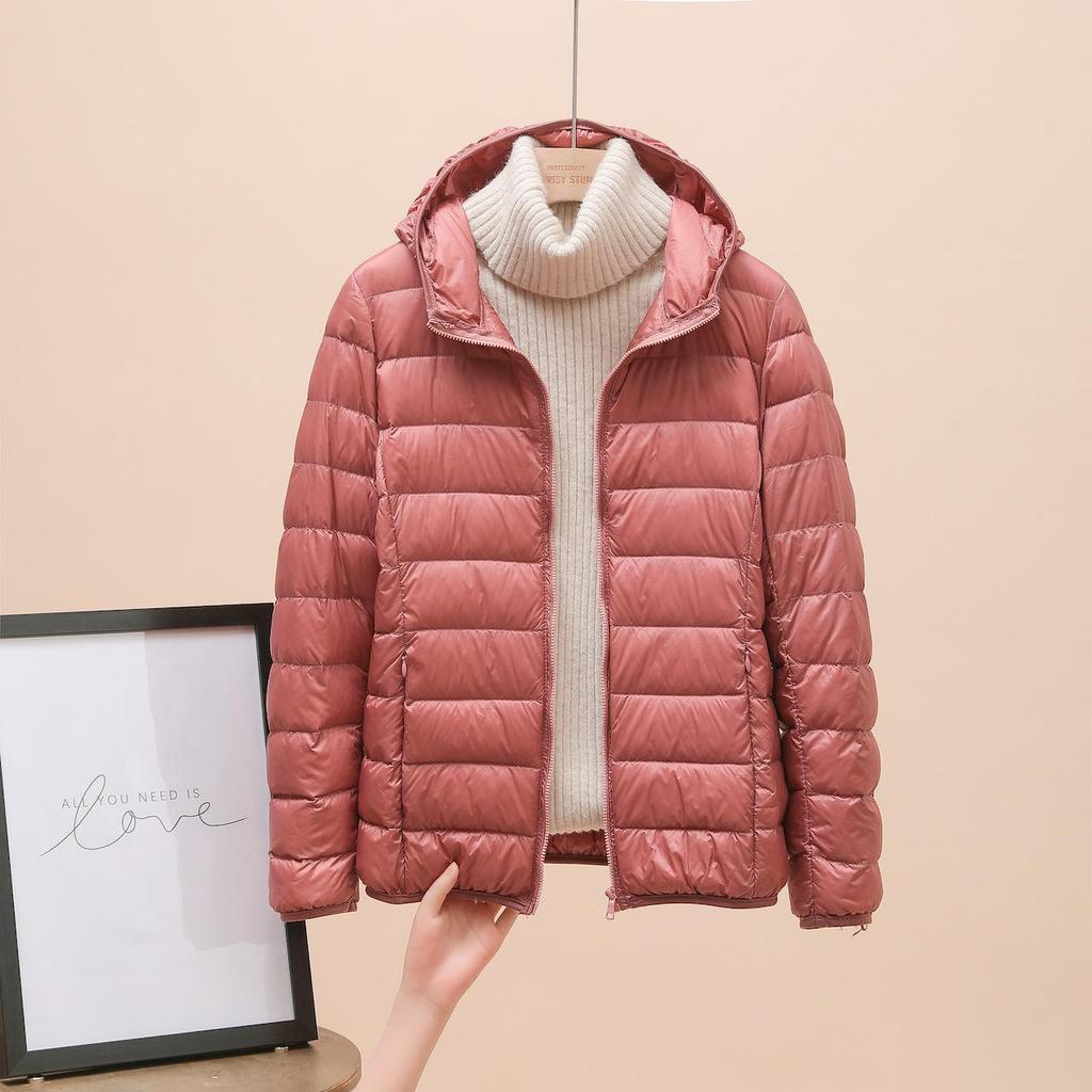 Women's Autumn Winter Simple Clothing Female Lightweight Hooded Warm Jackets