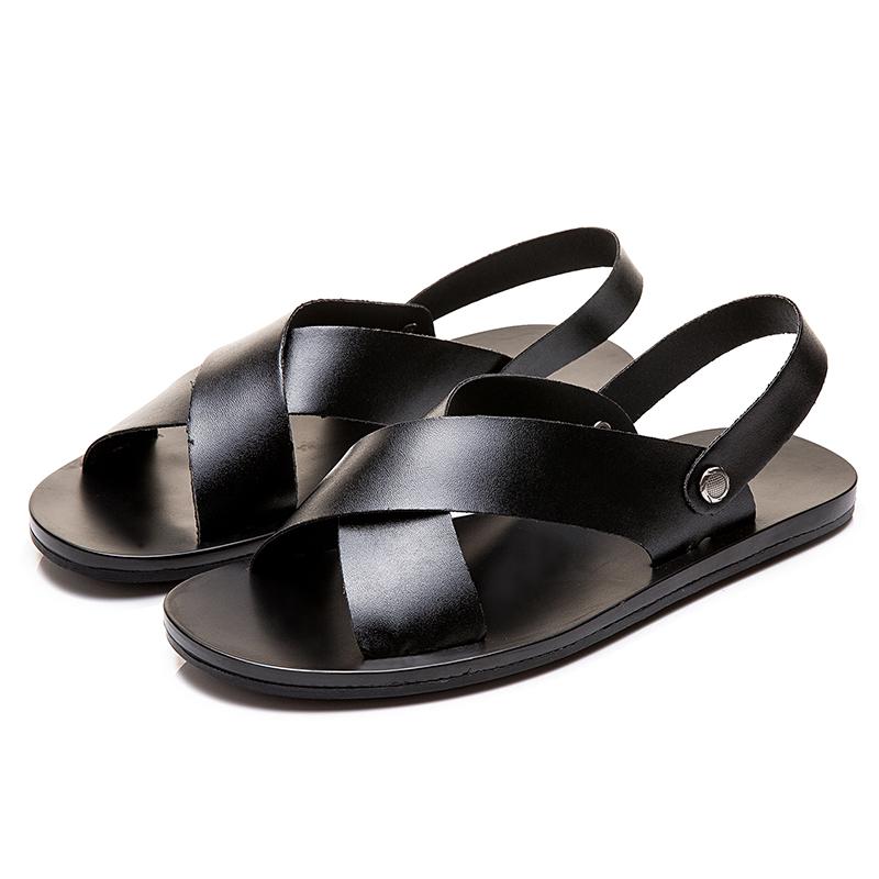 

Мужские сандалии Летние элегантные пляжные сандалии Мужская обувь Кожаные праздничные мужские ретро удобные повседневные сандалии Мужские кроссовки 46 чёрный