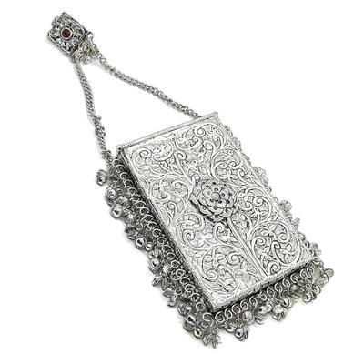 Geantă Metalică Argintie Suport Telefon Mobil Plic pentru Telefon Husă și Agrafă Sari pentru Femei Saree Clutch