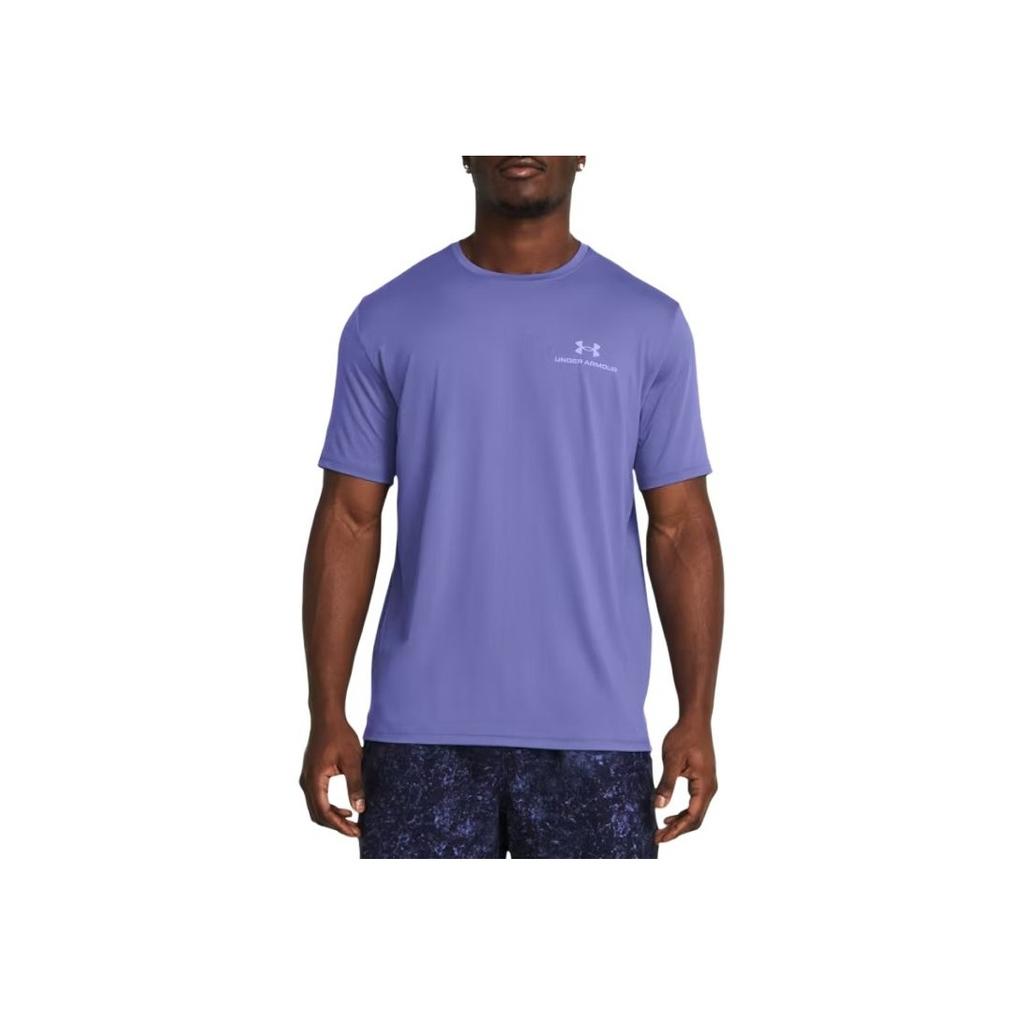 Under Armour Dopamine Letter Logo Print Casual Crew Neck Short Sleeve T-Shirt Men T-Shirts Purple 1383973-561