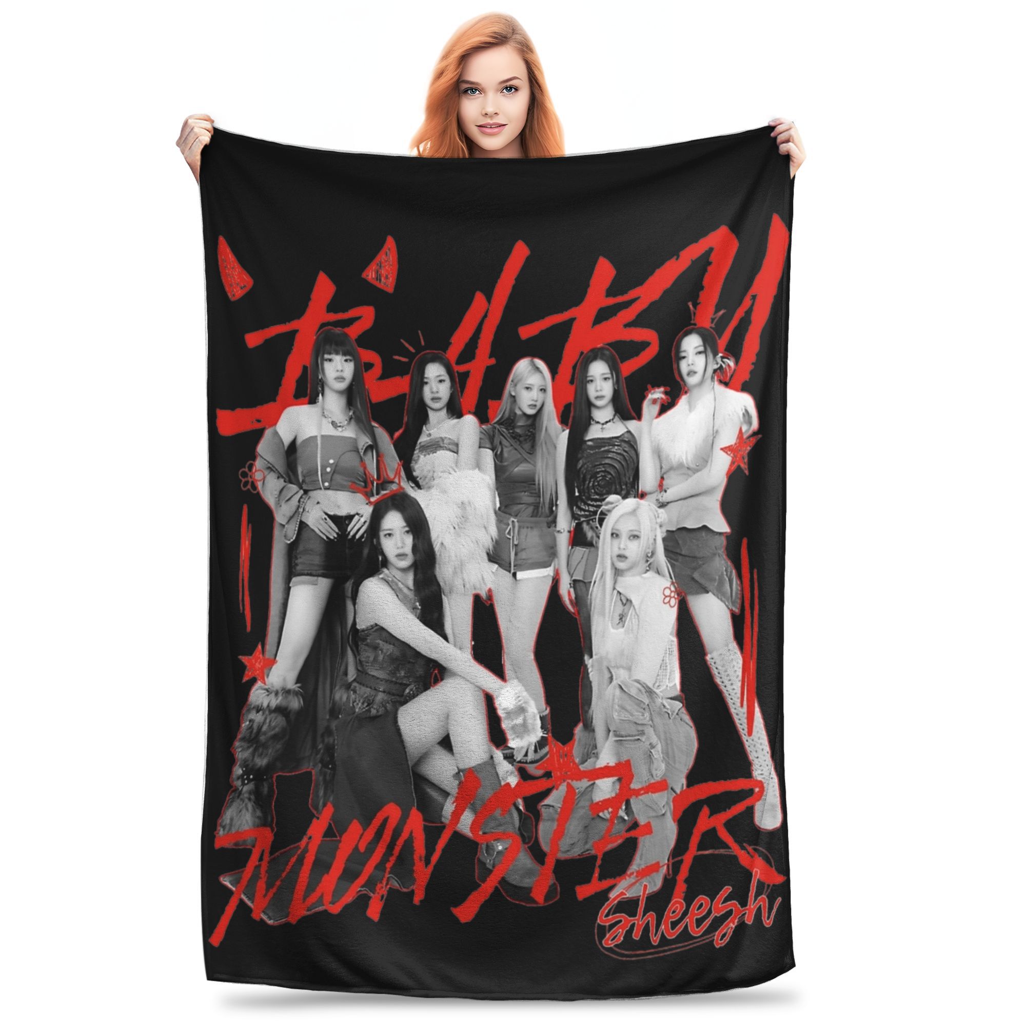 

Babymonsters KPOP Flannel Blanket Awesome Throw Blankets for Home 200x150cm Bedspreads, 30x40in