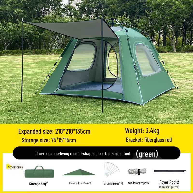 OEING 3-4 Person Portable Outdoor Camping Tent