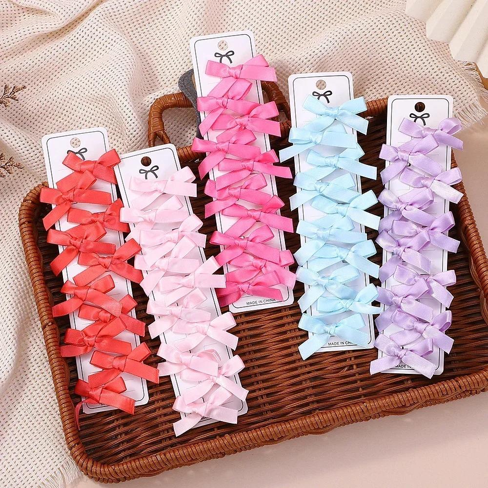 10Pcs/set Sweet Ribbon Mini Bowknot Hair Clips for Women Girls Lovely Ballet Hairpin Barrettes Headwear Kids Hair Accessories