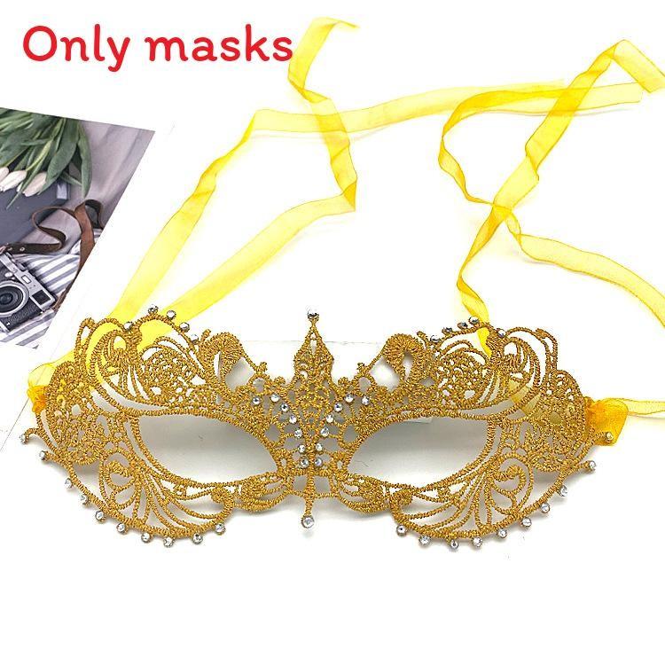 Party Hollow Costume Lace Mask With Water Diamond Decoration For Halloween