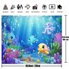 1pc Underwater Party Background Cloth - Vibrant marine-themed cartoon underwater world  made of polyester material