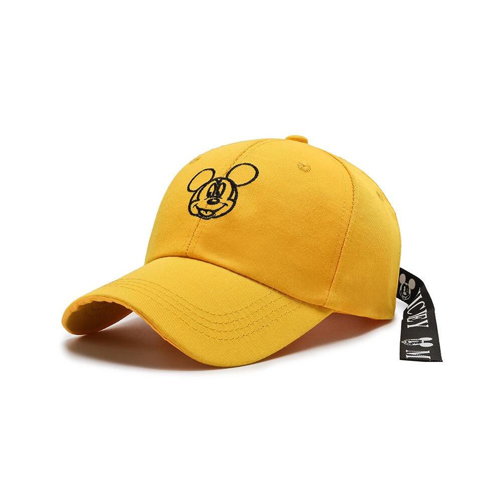 (Yellow) Dome Short Brim Embroidered Mickey Baseball Cap - Essential Casual Outdoor Sun Hat for Men and Women