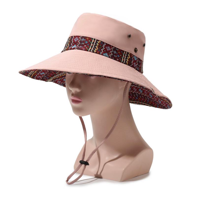 Ethnic Wind Hat Summer Vintage Mountaineering Hat Outdoor Big Brim Sun Hat Sunscreen Sunshade Fisherman Hat