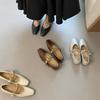 Inner height increase Korean version square head metal buckle Mary Jane flat-soled single shoes 2025 spring and autumn outer wear comfortable soft-so