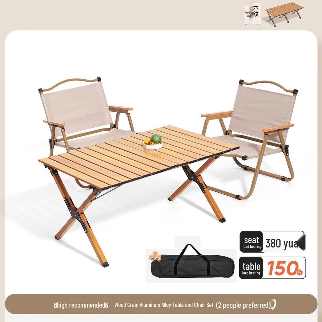 Collapsible Metal Table and Chair Set for Outdoor Use - Ideal for Camping, Patio, Night Markets, and Street Vending