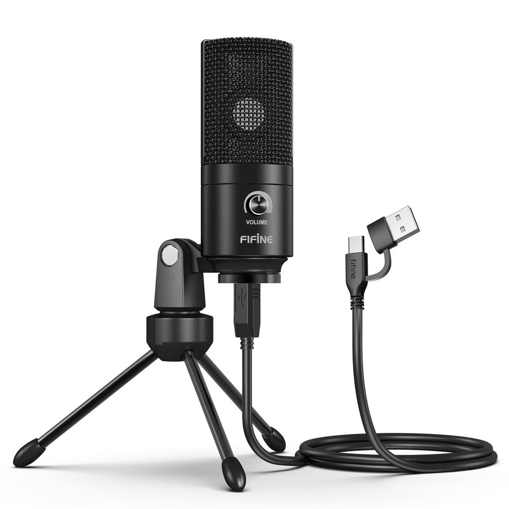 FIFINE USB Microphone Condenser Microphone for PC, for Internet Calls, Gaming Streaming, Remote Work, Voice Chat, Unidirectional, Adjustable Volume, T
