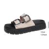 Metal Buckle Decor Flat Sandals Women Plus Size Thick Sole Chunky Platform Slippers 2025 Summer Comfort Non Slip Beach Slides
