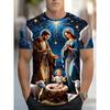 Men's 3D Print Jesus Virgin Mary T-Shirt Tops Casual Short Sleeve Crew Neck Jesus Birth Printed Tshirts For Men Streetwear