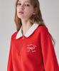 RONRON Heart Ribbon Collar Zip Up Sweatshirt Red
