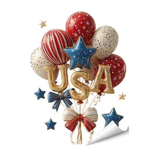4th of July Window Clings Patriotic American Flag Red Blue White Tree Balloons Stickers Independence Memorial Day Static Decals for Store Glass Decor